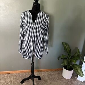 EUC Fat Face Navy & White Gingham Tunic Top with pockets, Size 14